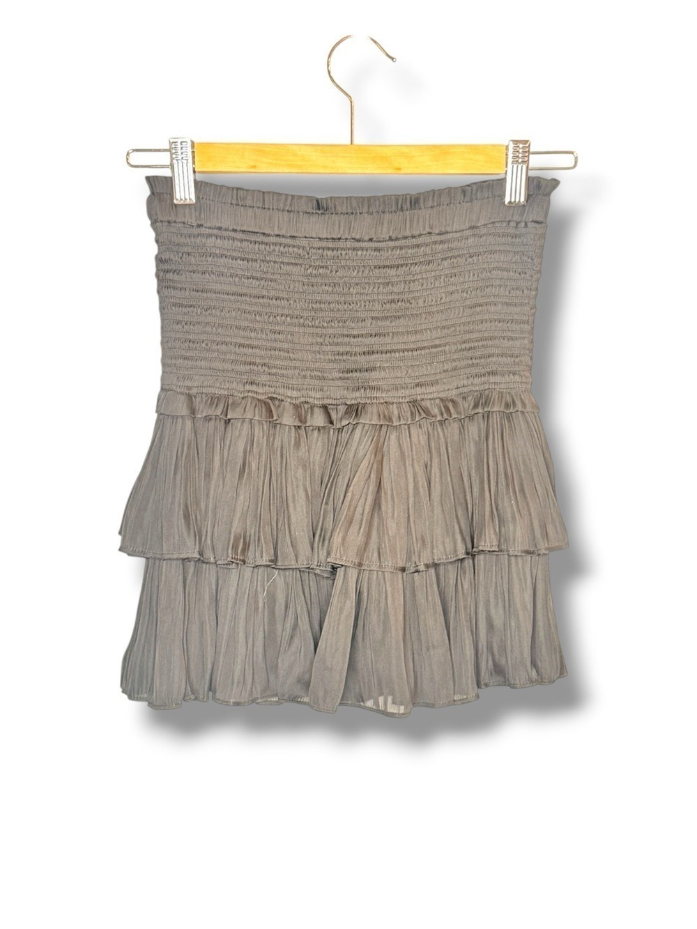 Reset by Jane Black Silky Amore Smocked Ruffle Skirt Small